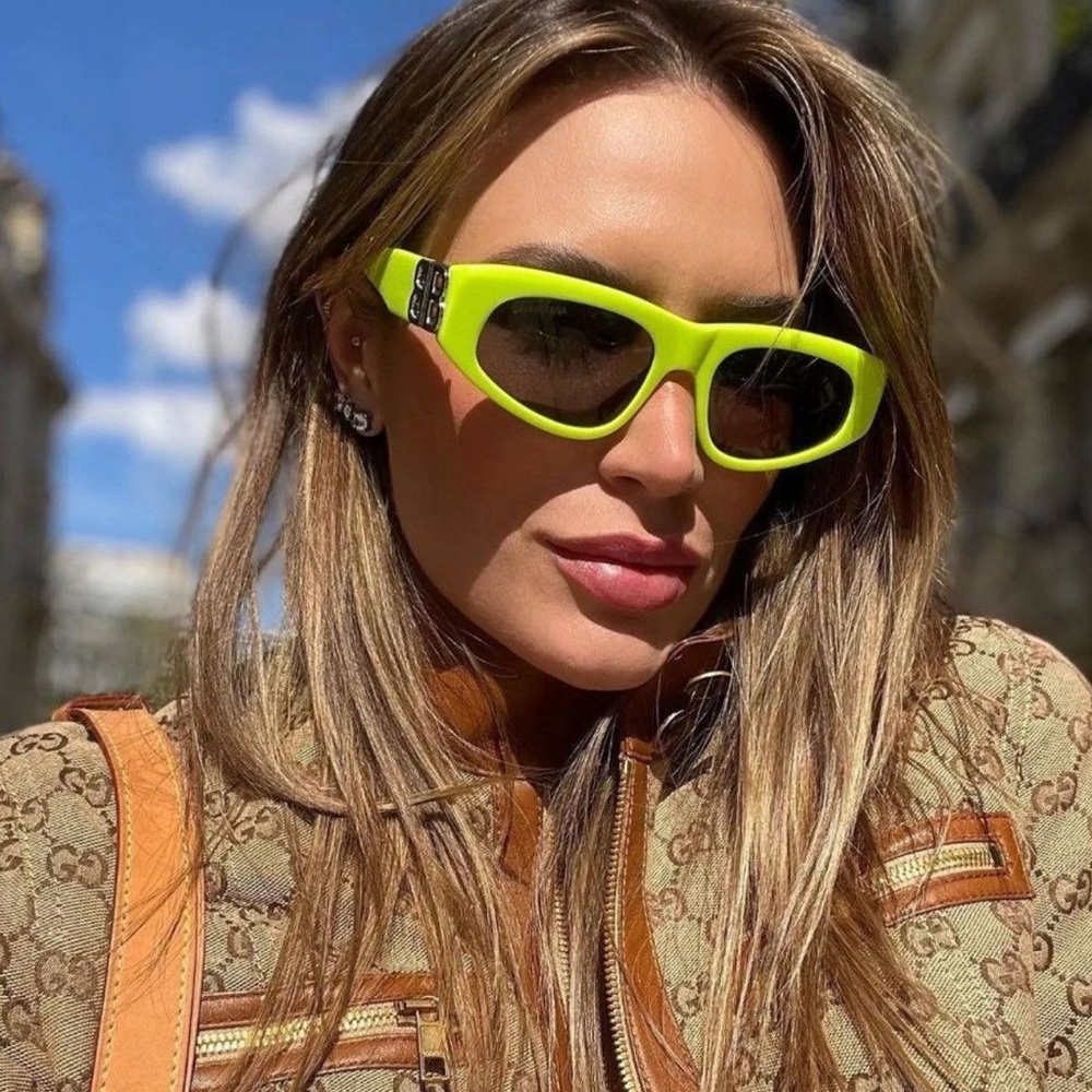 Balenciaga Dynasty BB0095S 007 Yellow Silver Grey Unisex Sunglasses Authentic